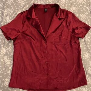 Elegant Red Satin Women's Top